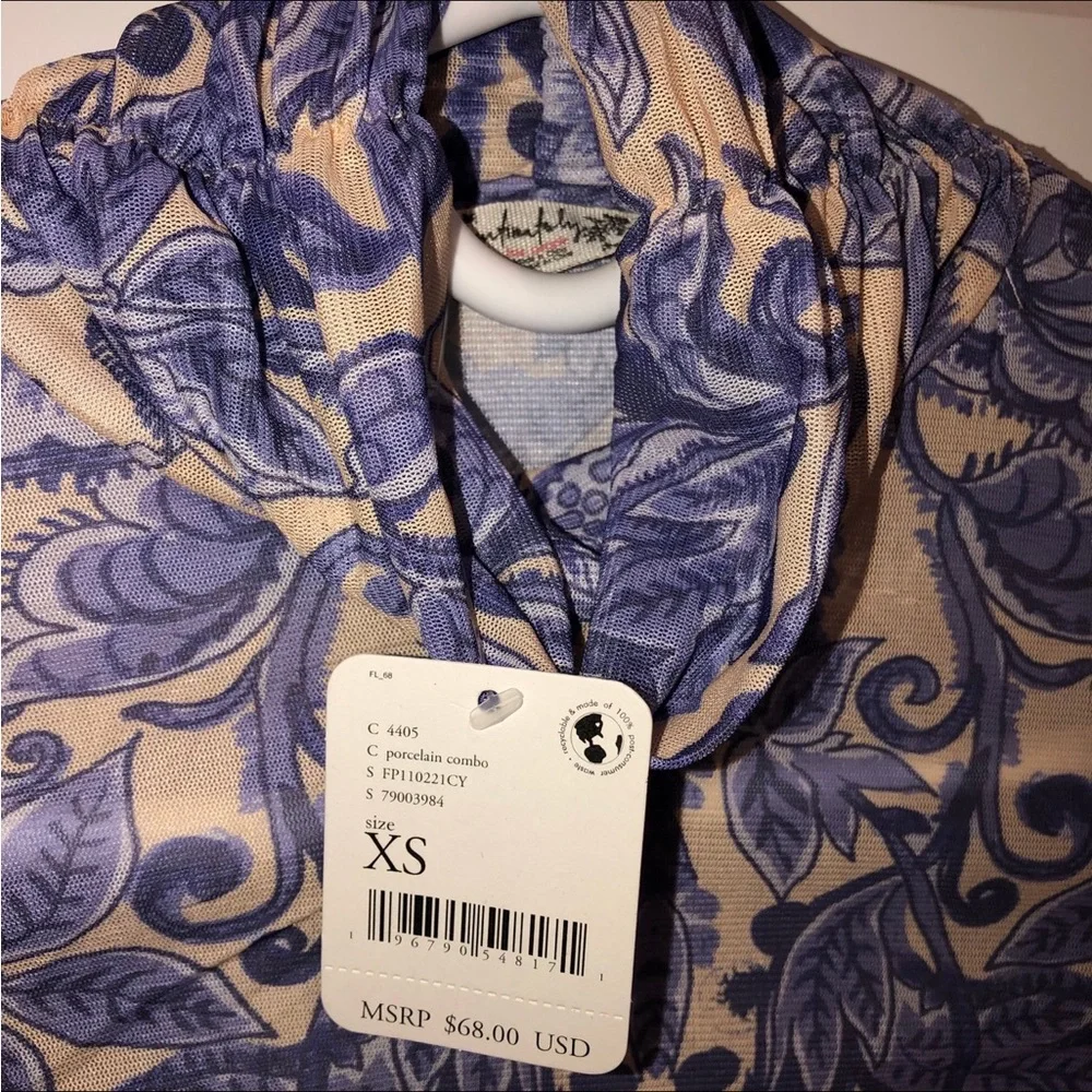 New Free People Under It All Cottagecore Toile Boho Printed Bodysuit sz XS
